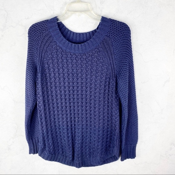 [CK] Navy Cozy Quilted Knit Sweater - Picture 1 of 3